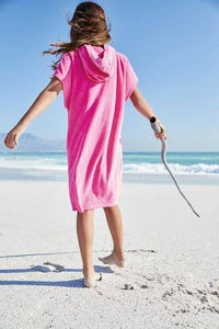 Hooded Pink Towelling Poncho - Allsport