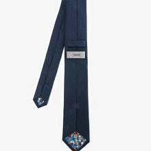 Load image into Gallery viewer, Navy Textured Tie With Tie Clip - Allsport
