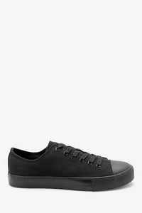 Black Baseball Canvas Lace-Up Trainers - Allsport
