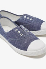 Load image into Gallery viewer, Navy Laceless Canvas Shoes - Allsport
