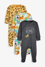 Load image into Gallery viewer, Ochre 3 Pack Leopard Jungle Sleepsuits  (up to 18 months) - Allsport
