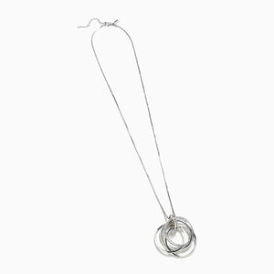 Silver Tone Pave Circle Pendant Midi Necklace - Allsport
