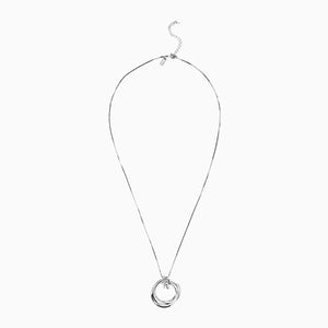 Silver Tone Pave Circle Pendant Midi Necklace - Allsport