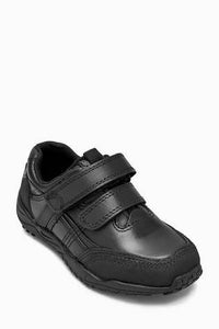 Black Leather Double Strap Shoes - Allsport