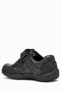 Black Leather Double Strap Shoes - Allsport