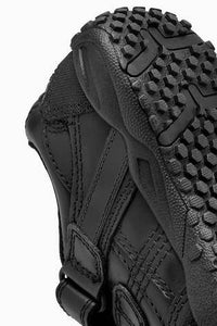 Black Leather Double Strap Shoes - Allsport