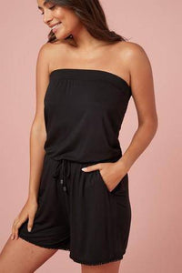 BLACK BANDEAU PLAYSUIT - Allsport