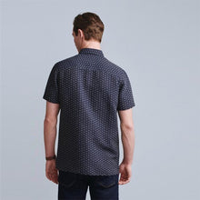 Load image into Gallery viewer, Navy Blue Regular Fit Regular Fit Textured Short Sleeve Shirt - Allsport
