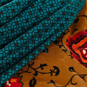 Housse de couette réversible coton et lin Bukhara curcuma (220x240) - Allsport