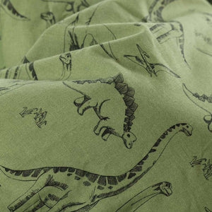 Housse de couette réversible pur coton biologique Dinotopi kaki (200x200) - Allsport