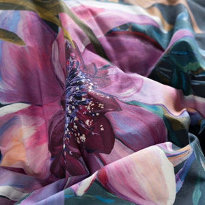 Housse de couette réversible percale de coton Hesperis fleurs (220x240) - Allsport