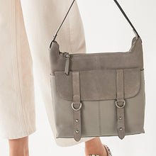 Load image into Gallery viewer, Grey Leather Cross-Body Messenger Bag - Allsport

