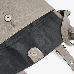 Grey Leather Cross-Body Messenger Bag - Allsport