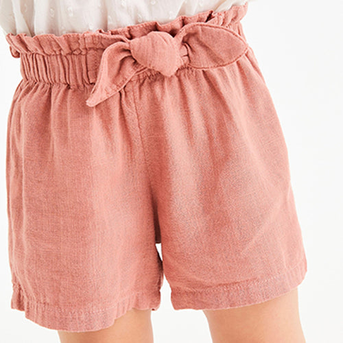 Pink Linen Blend Bow Shorts (3mths-6yrs) - Allsport