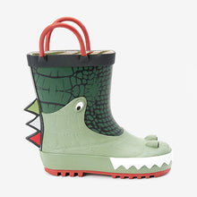 Load image into Gallery viewer, Green Crocodile Handle Wellies (Younger Boys) - Allsport

