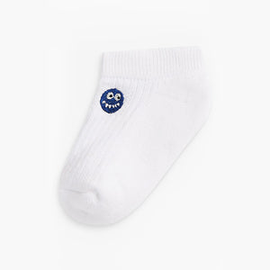 White 5 Pack Ribbed Cushioned Cotton Rich Trainer Socks (Boys) - Allsport