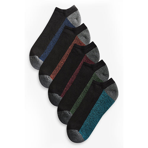 Dark 5 Pack Cushioned Trainer Socks (Men) - Allsport