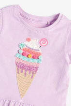 Load image into Gallery viewer, Short Sleeve Lilac Ice Cream Appliqué T-Shirt - Allsport
