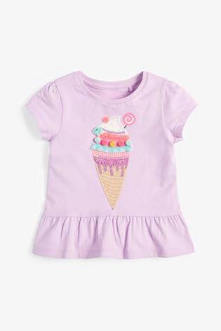 Short Sleeve Lilac Ice Cream Appliqué T-Shirt - Allsport