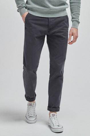 Navy Premium Laundered Slim Fit  Chino Trousers - Allsport