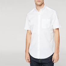 Load image into Gallery viewer, White Regular Fit Linen Blend Short Sleeve Shirt - Allsport
