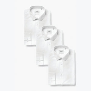 White Slim Fit Single Cuff Cotton Shirts 3 Pack