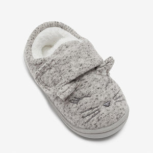 Cupsole Grey Cat Slippers (Younger Kids) - Allsport