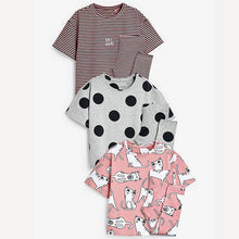 Load image into Gallery viewer, Pink/Black 3 Pack Cat Legging Pyjamas (3-12yrs) - Allsport
