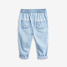 Load image into Gallery viewer, Denim Light Blue Chambray Crochet Pocket Trousers (3mths-5yrs) - Allsport
