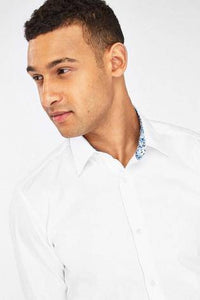 Navy/White Regular Fit Contrast Trim Shirts Two Pack - Allsport