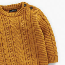 Load image into Gallery viewer, Ochre Yellow Cable Crew Jumper (3mths-5yrs) - Allsport
