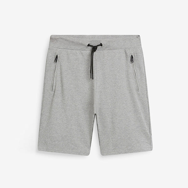 Grey Zip Pocket Jersey Shorts