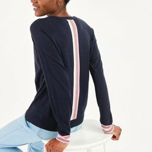 Navy Stripe Crew Jumper - Allsport