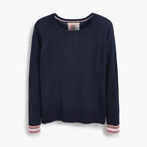 Navy Stripe Crew Jumper - Allsport