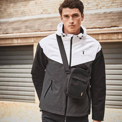 Black and White Shower Resistant Colourblock Jacket With Fleece Lining - Allsport