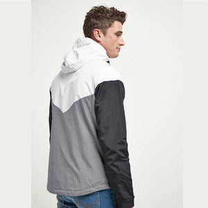 Black and White Shower Resistant Colourblock Jacket With Fleece Lining - Allsport