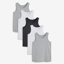 Load image into Gallery viewer, Grey / White 5 Pack Vests (1.5-12yrs) - Allsport
