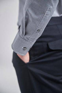Dark Blue Slim Fit Check And Texture Shirts Three Pack - Allsport