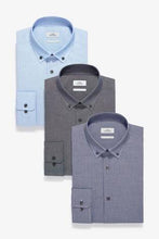 Load image into Gallery viewer, Dark Blue Slim Fit Check And Texture Shirts Three Pack - Allsport

