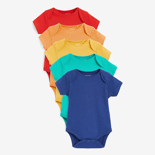 Bright 5 Pack Short Sleeve Bodysuits (0mths-12mths) - Allsport