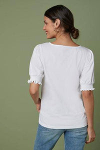 White Volume Sleeve T-Shirt - Allsport