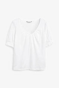 White Volume Sleeve T-Shirt - Allsport