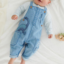 Load image into Gallery viewer, Blue Denim Baby Dungarees And Bodysuit Set (0mths-18mths) - Allsport
