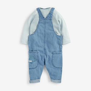 Blue Denim Baby Dungarees And Bodysuit Set (0mths-18mths) - Allsport