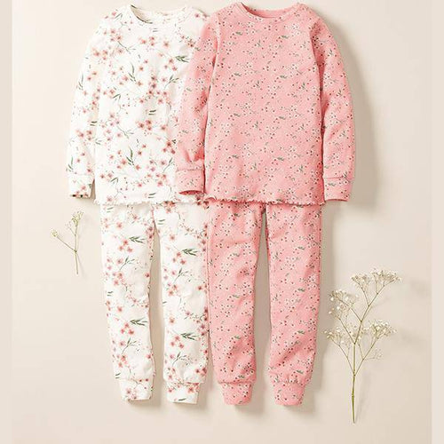 Pink/Cream 2 Pack Oriental Floral Snuggle Pyjamas (3-12yrs) - Allsport