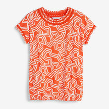 Load image into Gallery viewer, Red Geo Print Bubble Hem T-Shirt - Allsport
