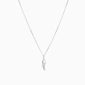 Sterling Silver Feather Charm Necklace - Allsport