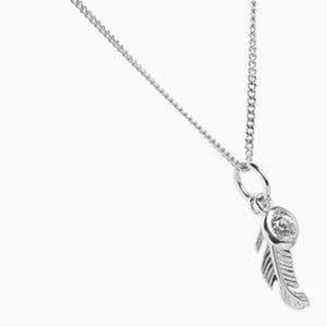 Sterling Silver Feather Charm Necklace - Allsport
