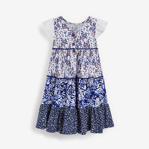 Blue Mix Print Dress (3mths-6yrs) - Allsport