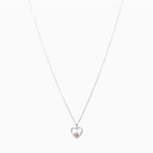 Sterling Silver Rose Gold Plated Inset Heart Necklace